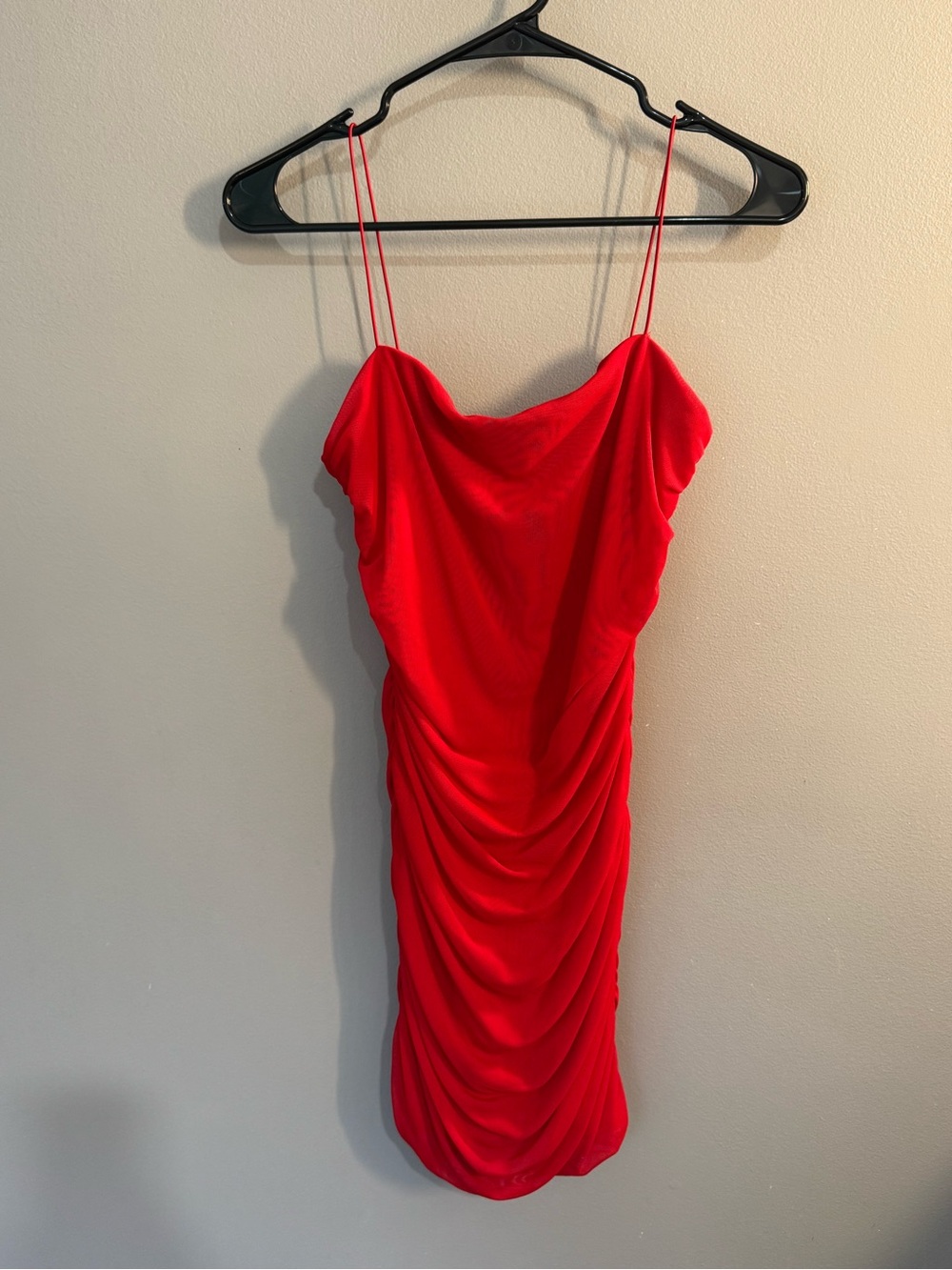 Red Ruched Mini Dress